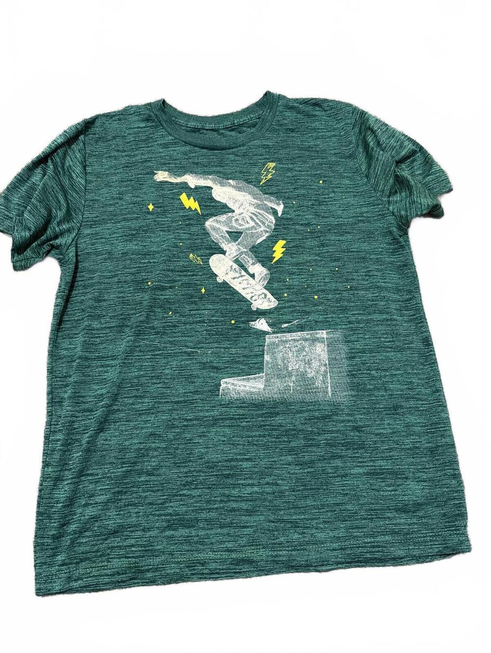 Tek Gear Boys Green Skateboard Graphic T-Shirt XL